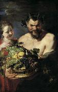 Peter Paul Rubens Satyr und Madchen mit Fruchtekorb oil on canvas